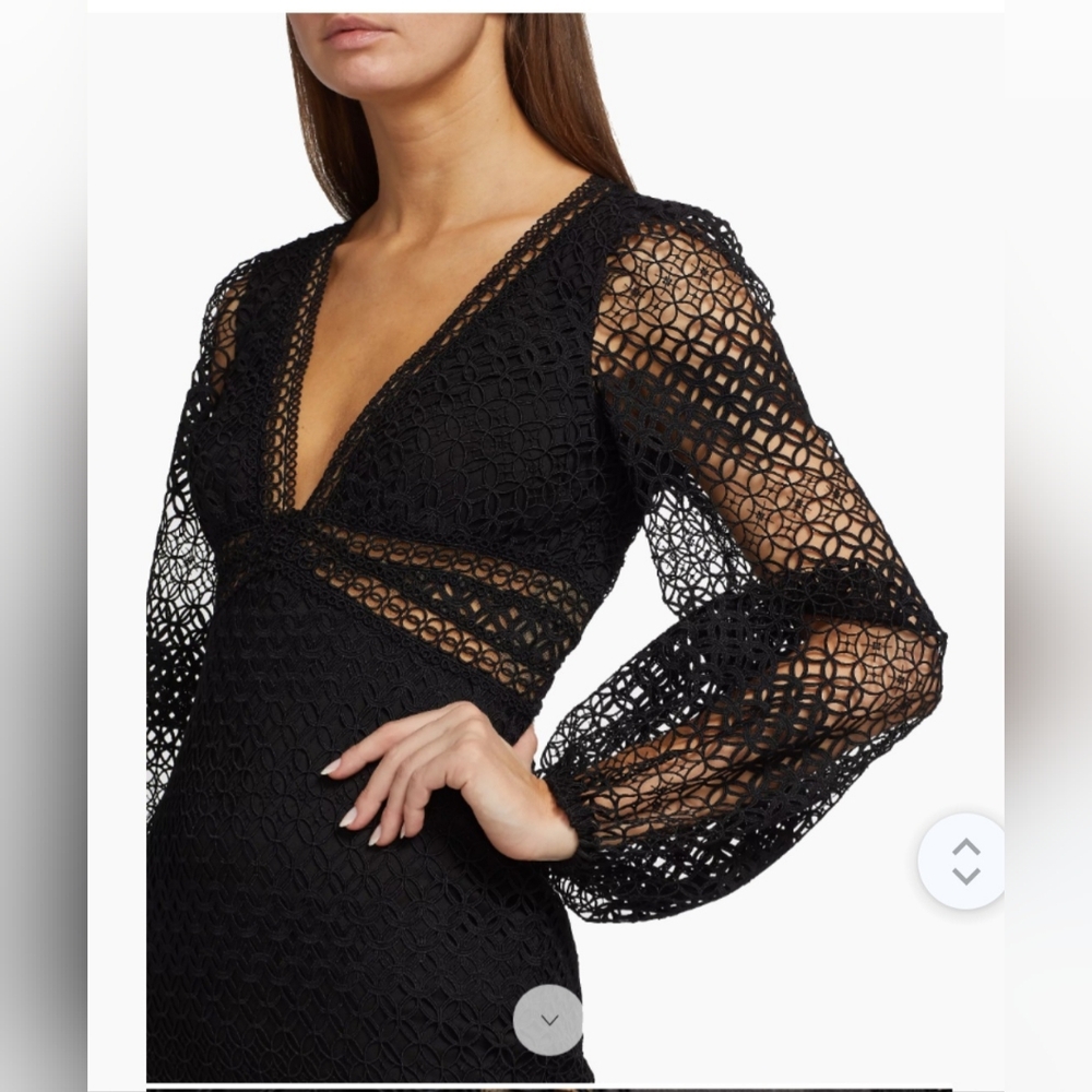 Monique Lhuillier black lace midi-dress sz 12